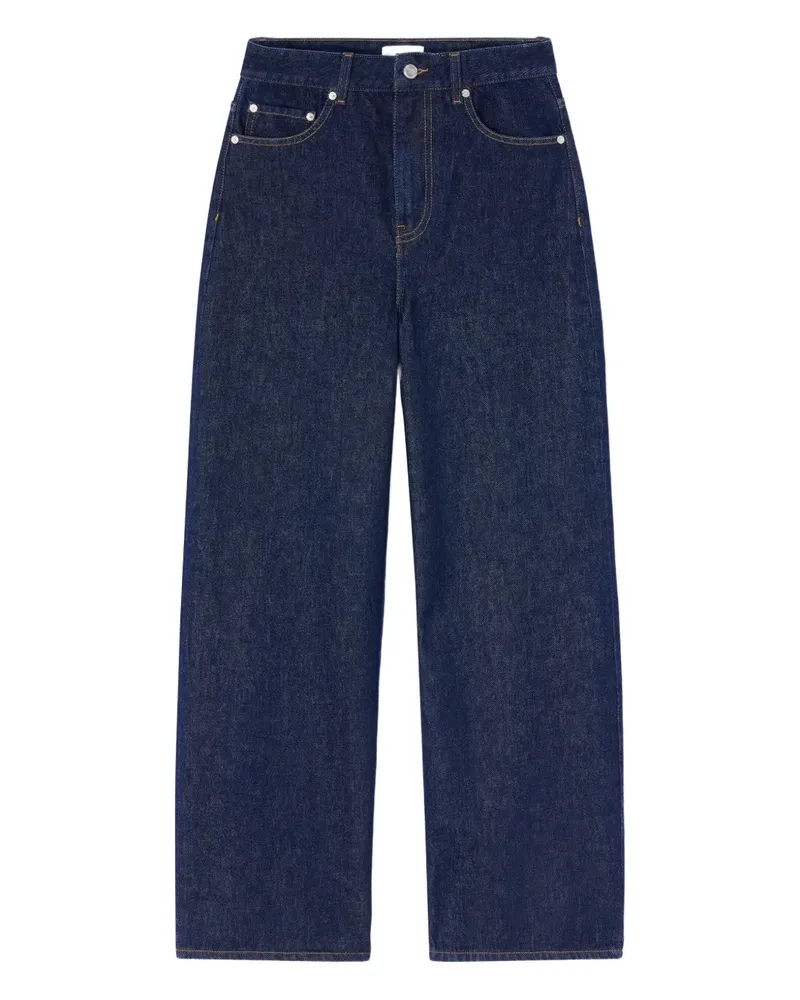 Ganni Jeans mit Logo-Patch - Blau Blau