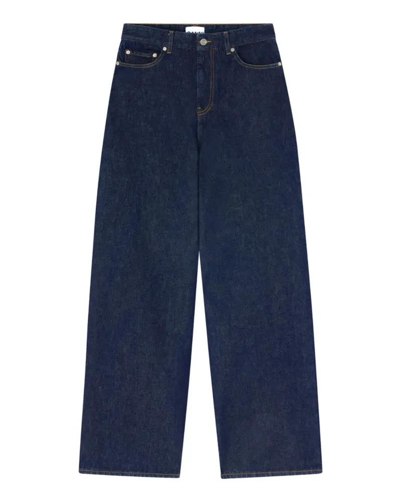 Ganni Jeans mit Logo-Patch - Blau Blau