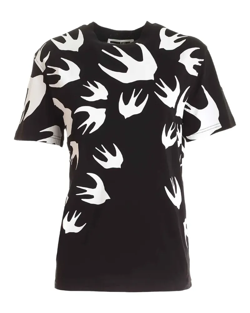 McQ T-Shirt mit Schwalben-Print - Schwarz Schwarz