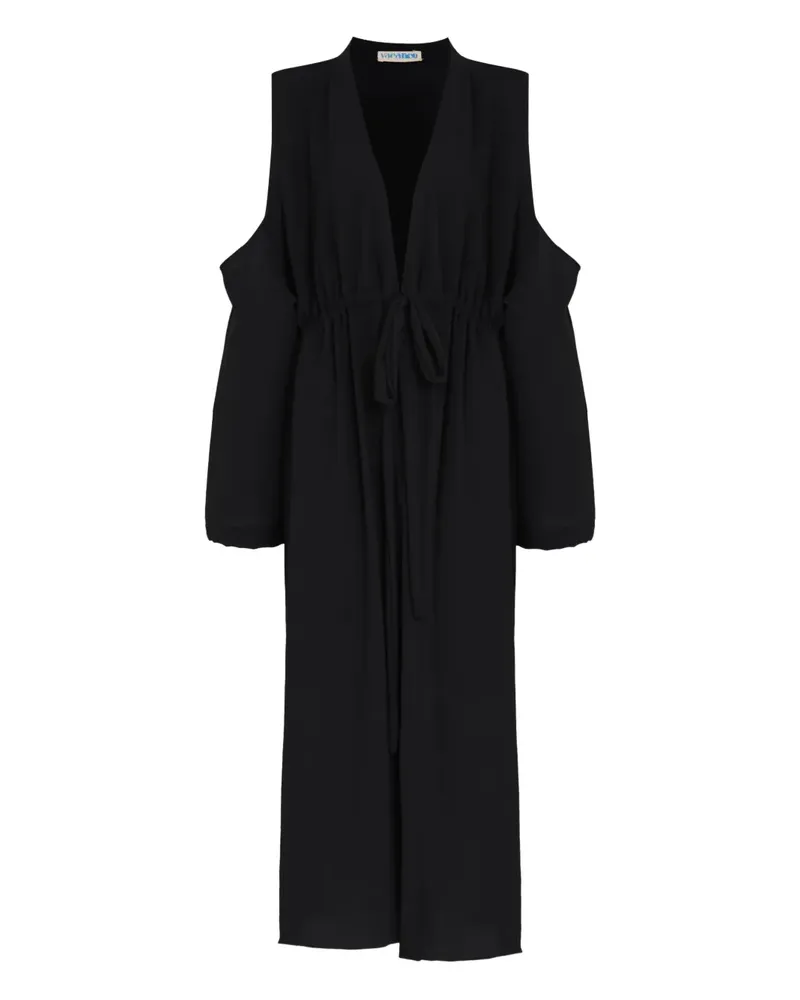 OLYMPIAH Schulterfreier Jumpsuit mit Bindegürtel - Schwarz Schwarz