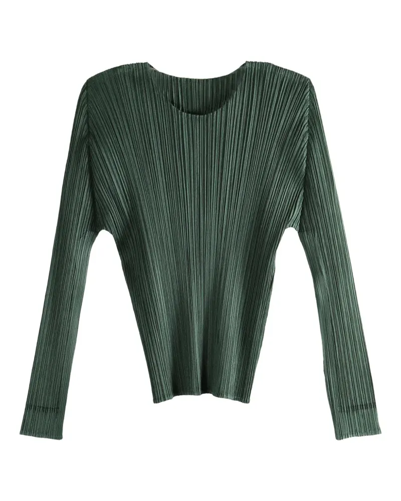 Issey Miyake Langärmeliges Oberteil mit Plissee - Grün Grün