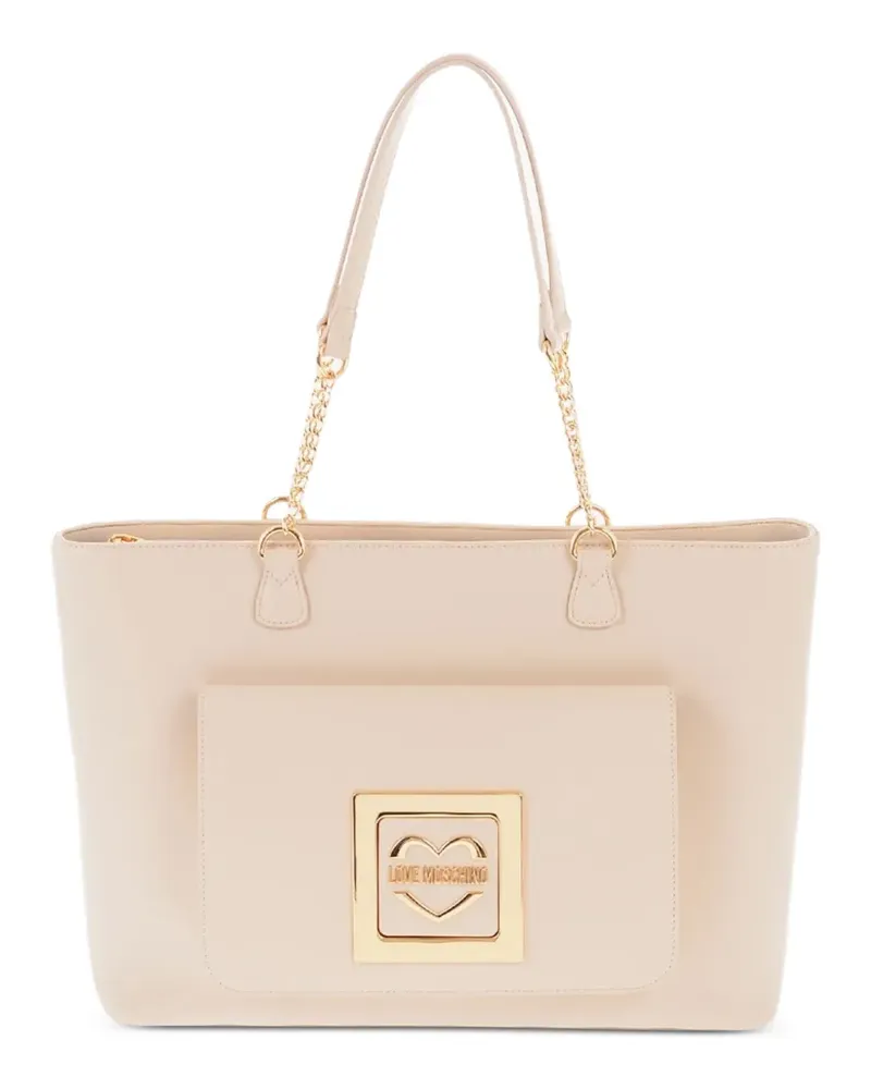 Moschino Schultertasche mit Kettenriemen - Nude Nude