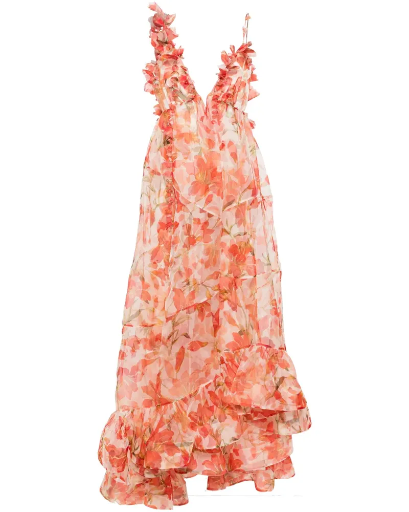 Zimmermann Tranquility Floral Abendkleid - Rot Rot