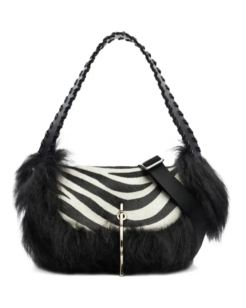 Blumarine Mini Schultertasche mit Zebra-Print - Weiß Weiß