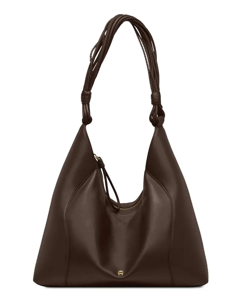 Aigner Große Giara Schultertasche mit Flechtriemen - Braun Braun