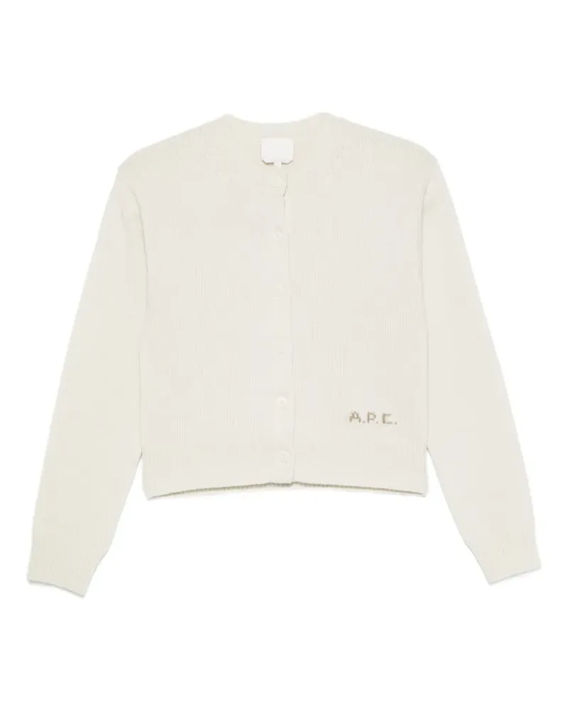 A.P.C. Gerippter Cardigan mit Logo-Stickerei - Nude Nude