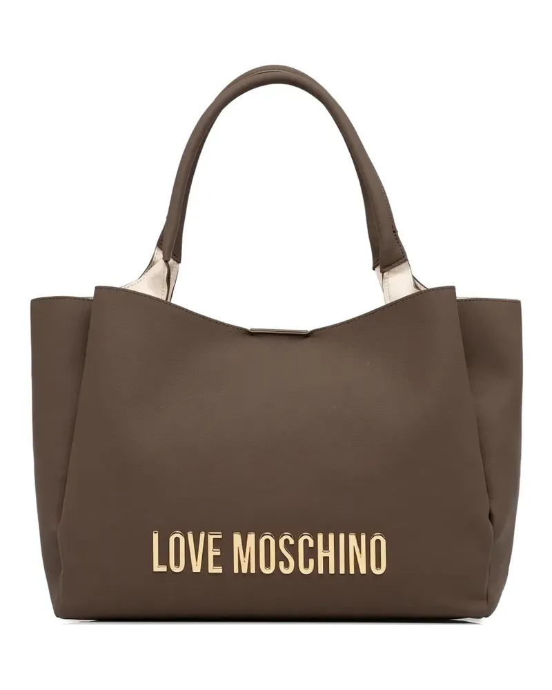 Moschino logo-plaque tote bag - Braun Braun
