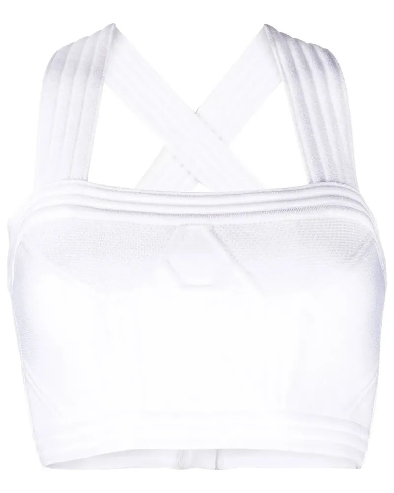 Balmain Cropped-Top mit geometrischen Einsätzen - Weiß Weiß