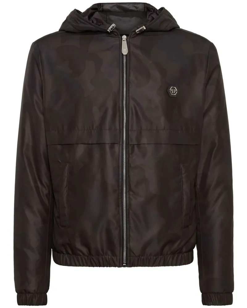 Philipp Plein Kapuzenjacke mit Camouflage-Print - Schwarz Schwarz