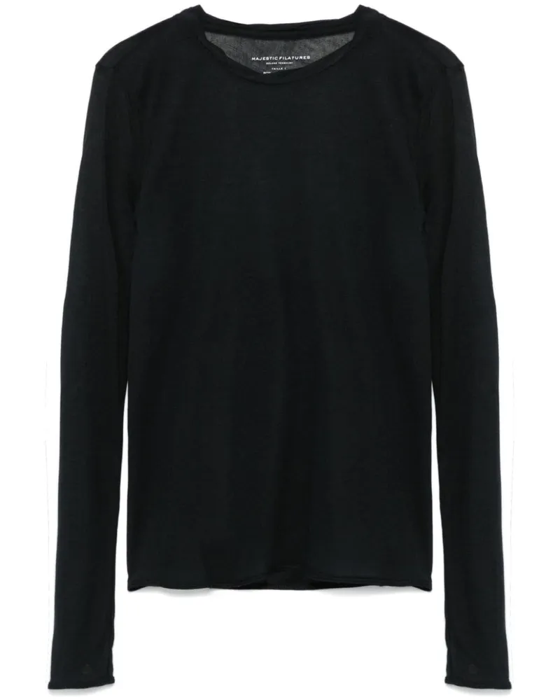 Majestic T-Shirt mit rundem Ausschnitt - Schwarz Schwarz