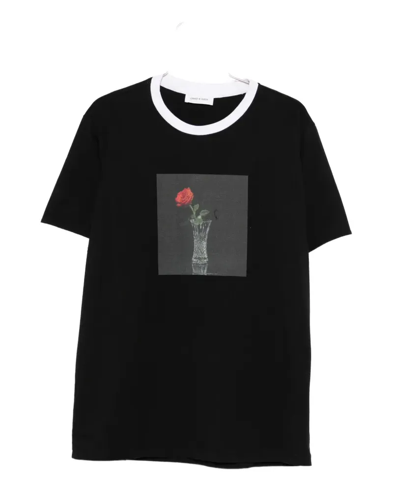 Ernest W. Baker round-nek rose-print T-shirt - Schwarz Schwarz