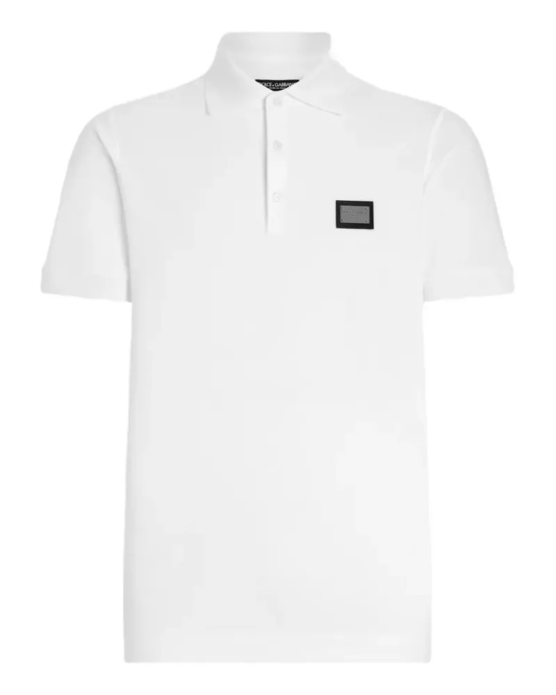 Dolce & Gabbana Pikee-Poloshirt mit Logo-Schild - Weiß Weiß