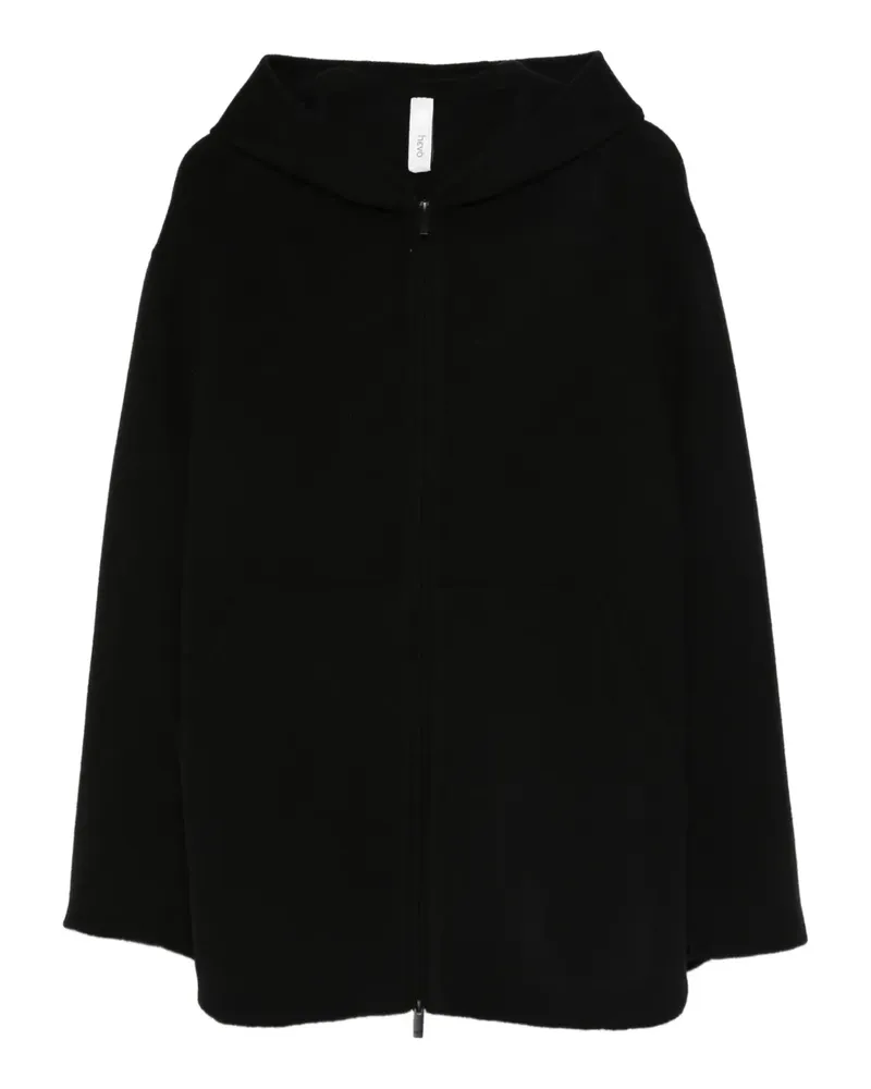 Hevò Kapuzenmantel mit Reißverschluss - Schwarz Schwarz