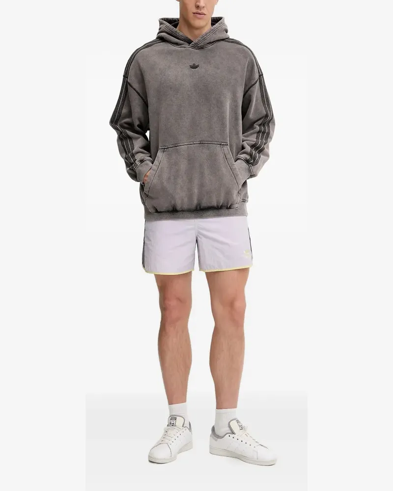 adidas Gestreifter Hoodie mit Stickerei - Grau Grau