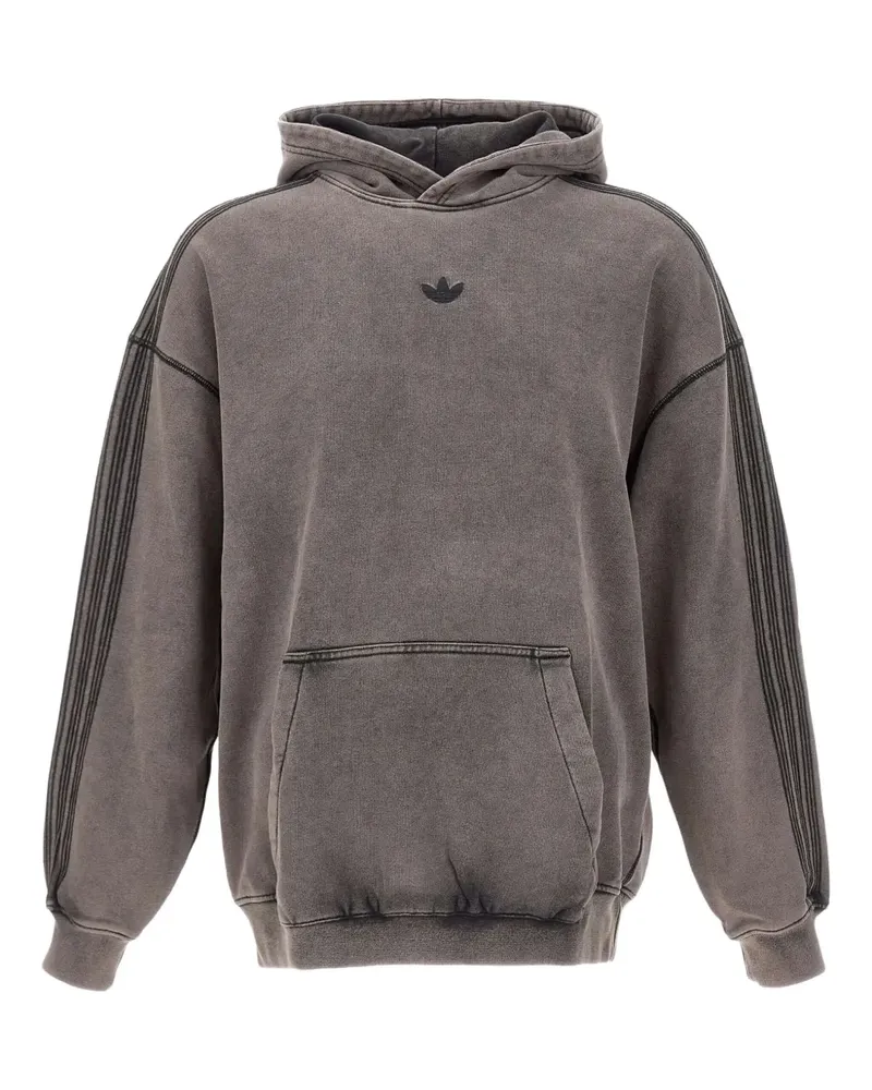 adidas Gestreifter Hoodie mit Stickerei - Grau Grau