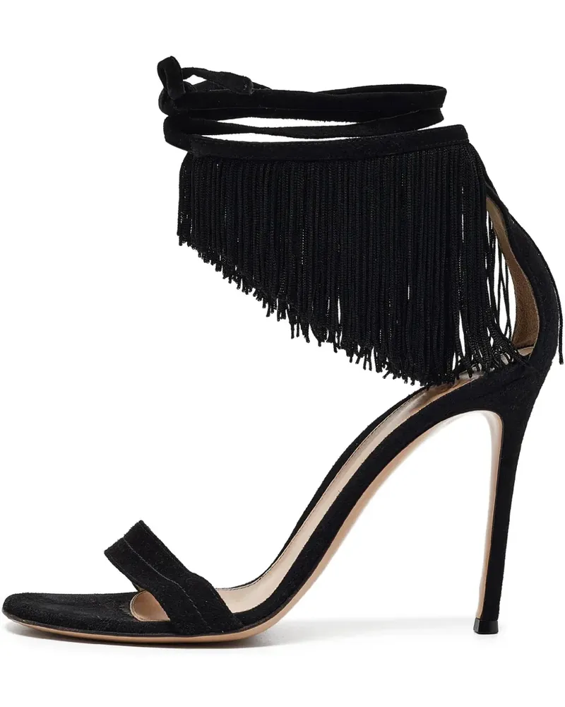 Gianvito Rossi Pre-owned Olivia Sandalen mit Fransen 110mm - Schwarz Schwarz