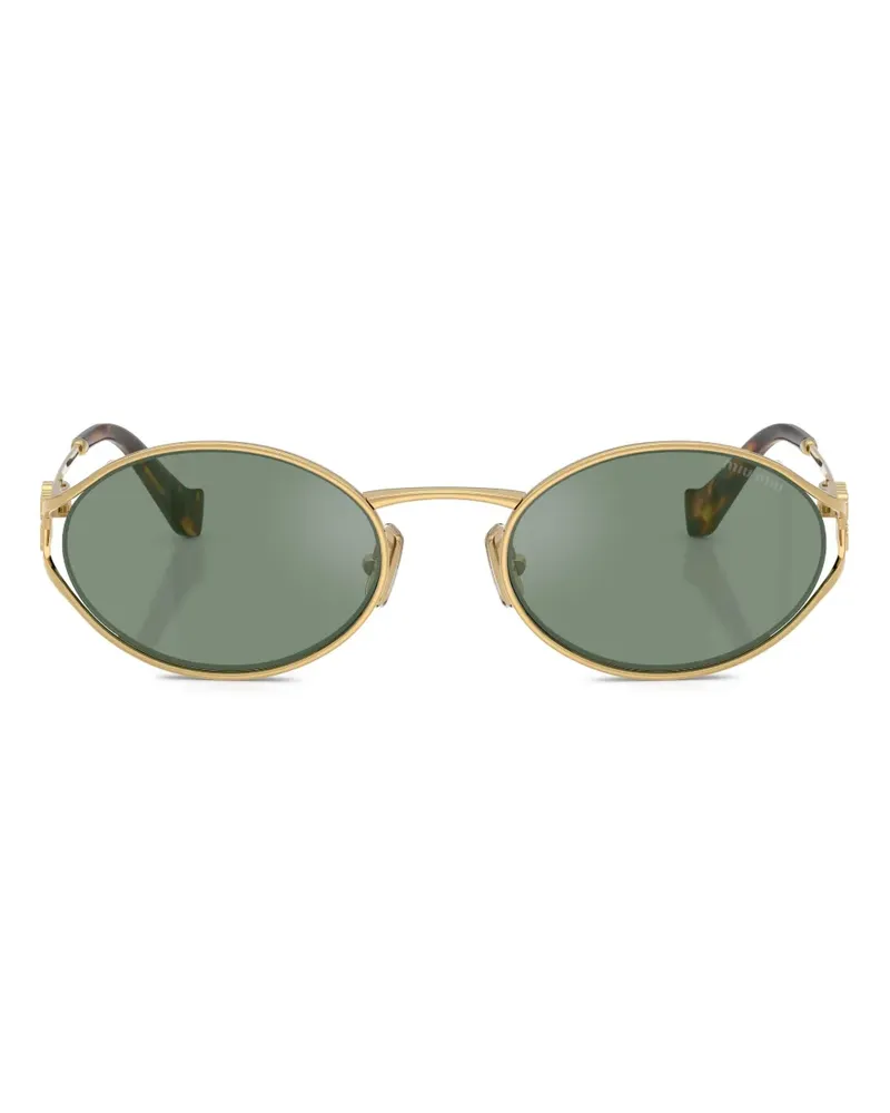 Miu Miu Sonnenbrille mit rundem Gestell - Gold Gold
