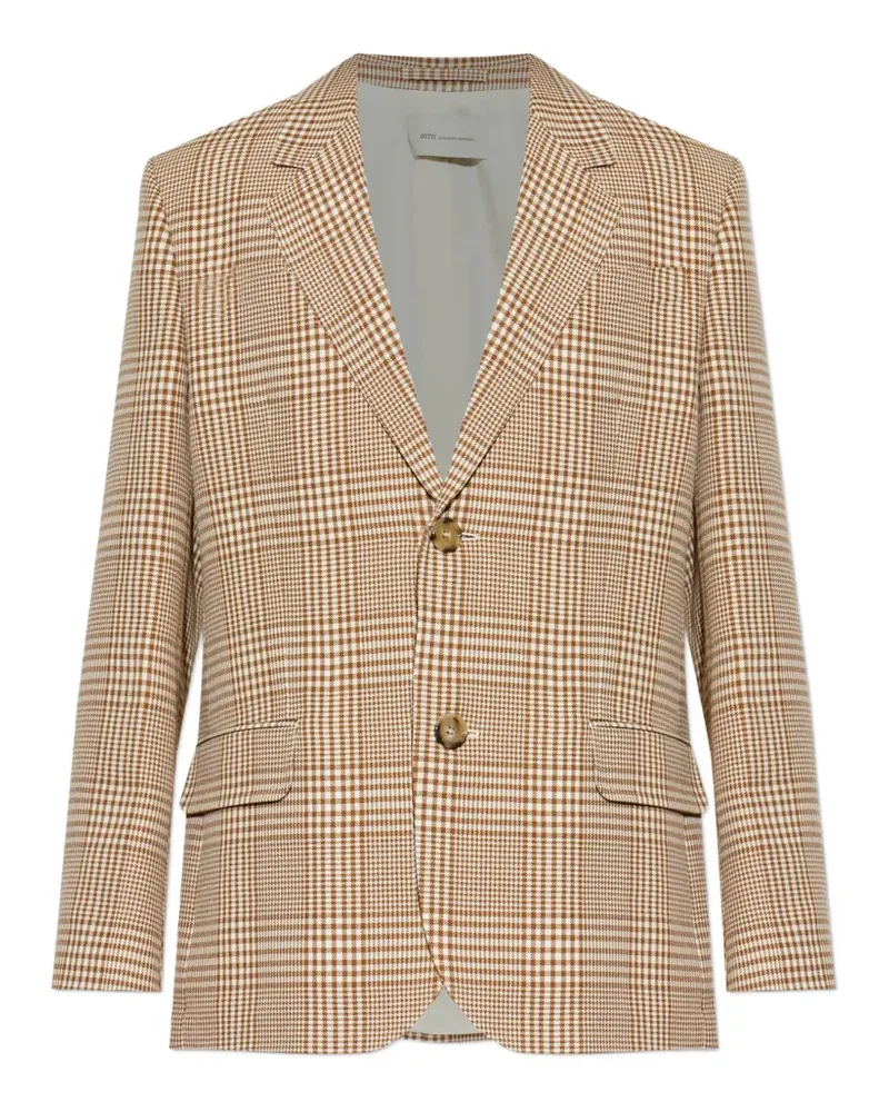 AMI Paris checked single-breasted wool blazer - Braun Braun