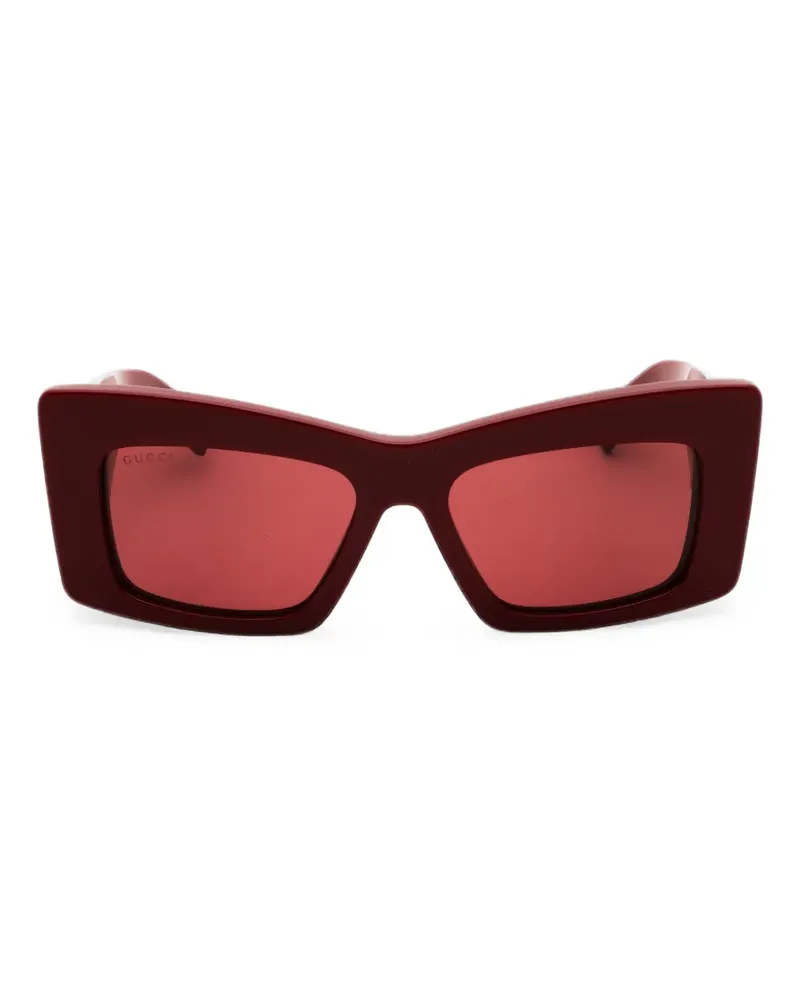 Gucci Sonnenbrille mit eckigem Gestell - Rot Rot
