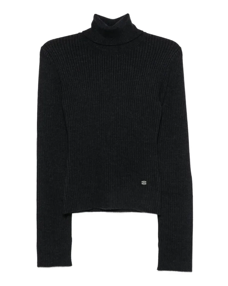 Ganni Gerippter Rollkragenpullover - Grau Grau