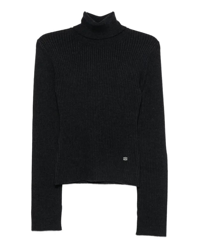 Ganni ribbed-knit roll-neck sweater - Grau Grau