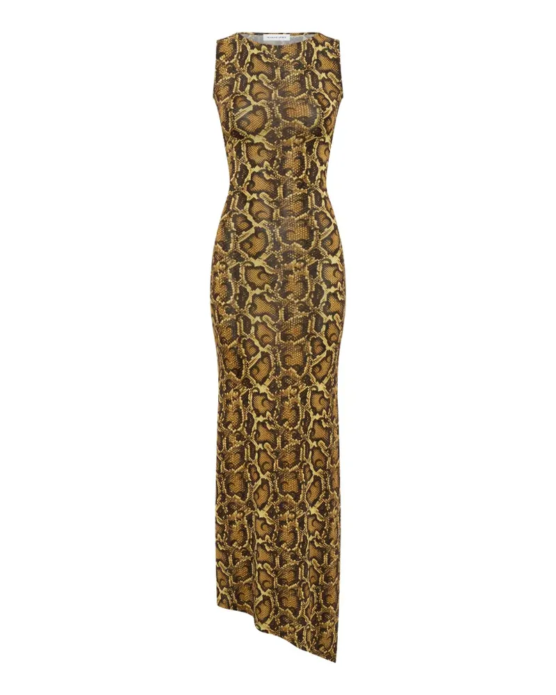 Marine Serre Asymmetrisches Kleid mit Schlangen-Print - Braun Braun