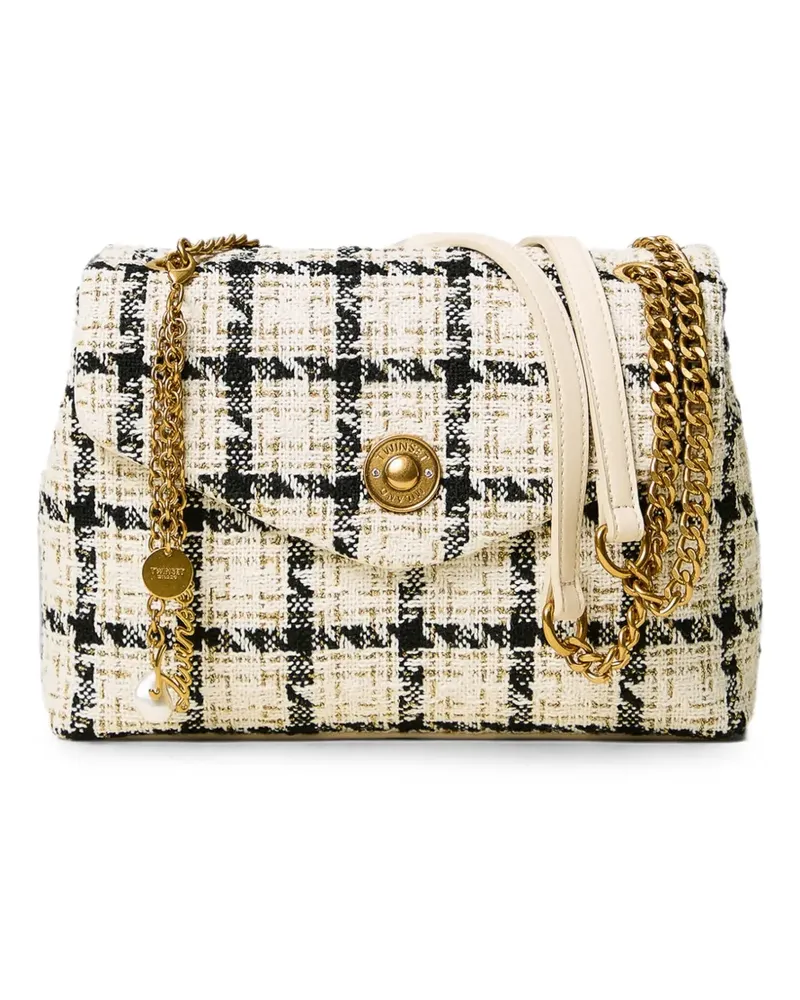 Twin-Set chequered bouclé shoulder bag - Nude Nude