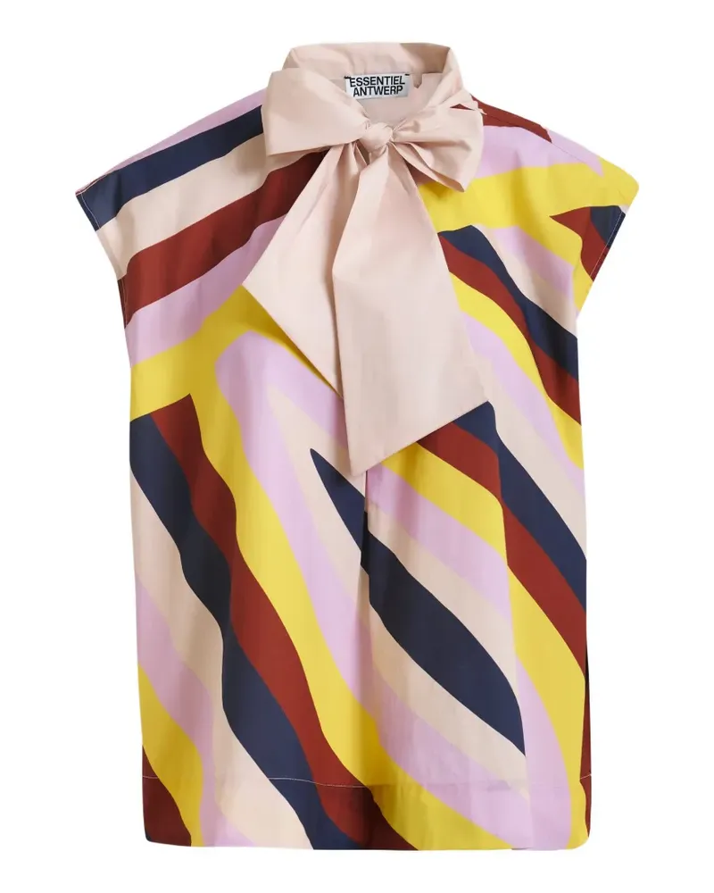 Essentiel graphic-print pussy-bow blouse - Gelb Gelb