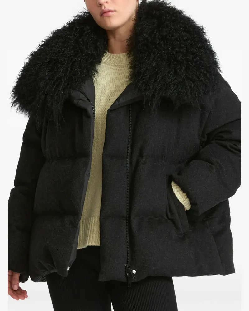 Yves Salomon Wattierter Mantel mit Shearling-Kragen - Schwarz Schwarz