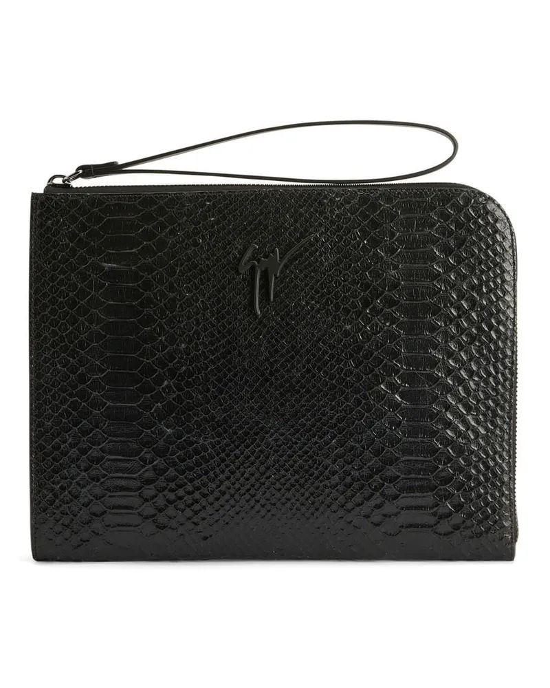 Giuseppe Zanotti Fabian Clutch mit Schlangen-Optik - Schwarz Schwarz