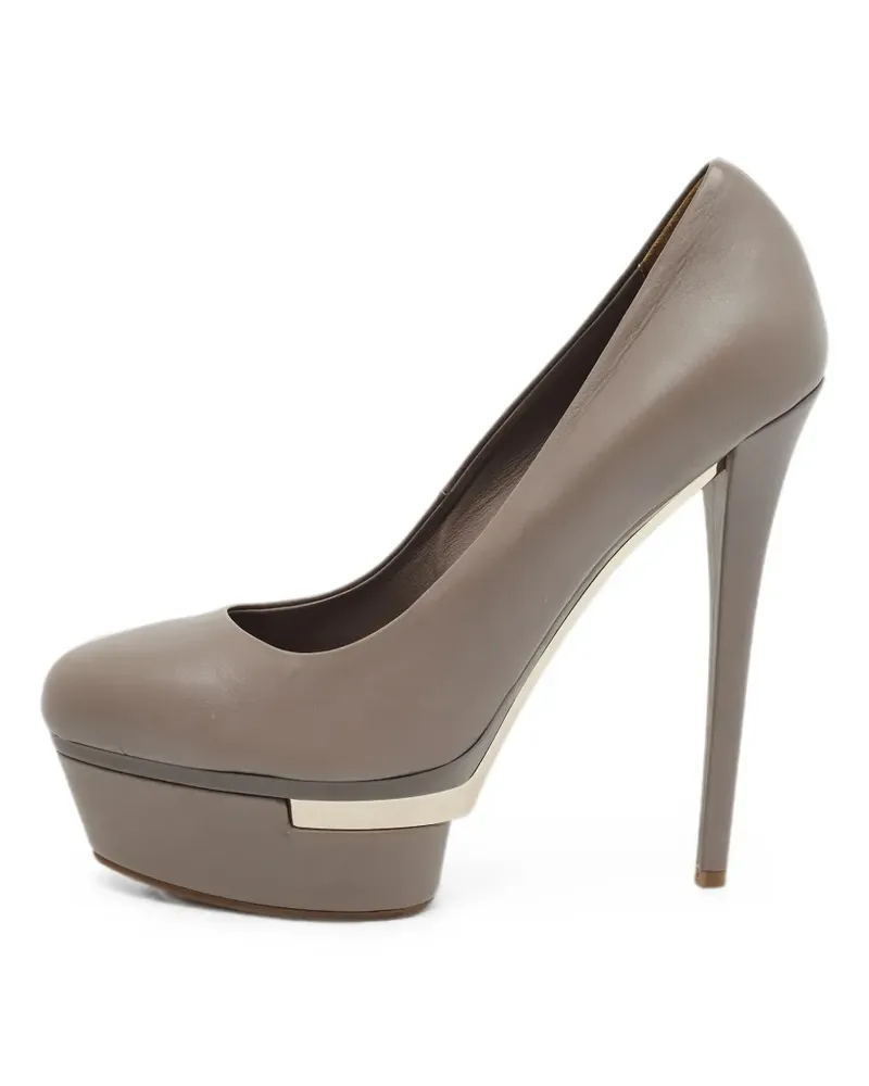 Le Silla Graue Pumps mit Plateau aus Leder Grau