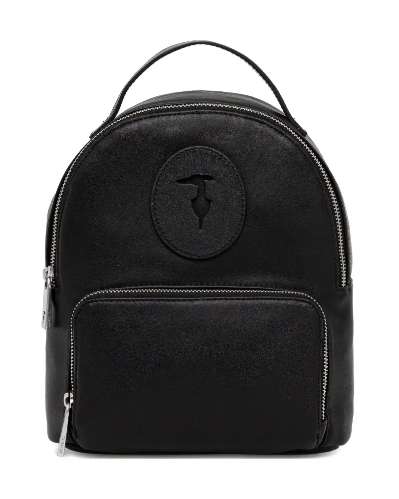 Trussardi logo-appliqué zip-around backpack - Schwarz Schwarz