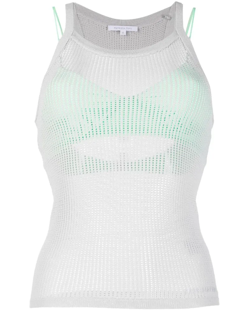 Patrizia Pepe Trägershirt in Netzoptik - Grau Grau