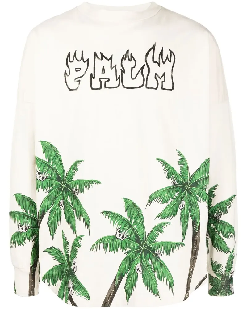 Palm Angels Sweatshirt mit Palmen-Print - Weiß Weiß