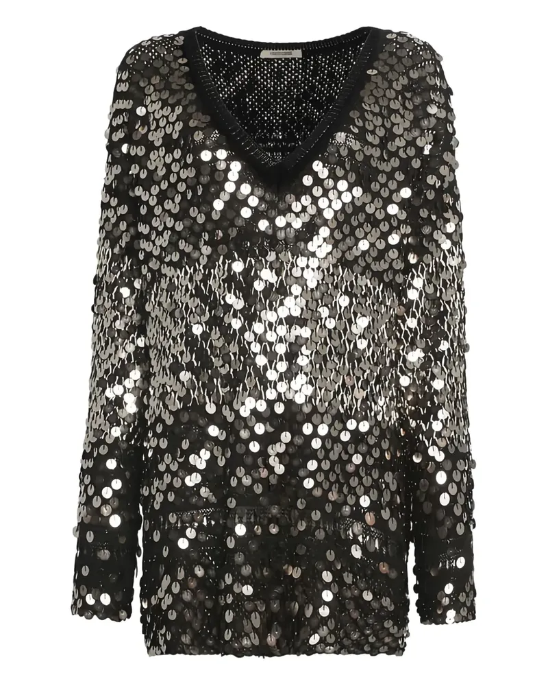 Roberto Cavalli Pullover mit Paillettenstickerei - Schwarz Schwarz