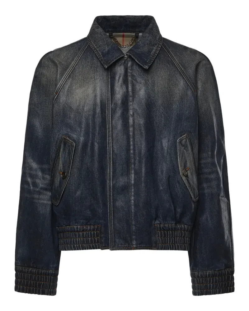 Burberry faded-effect elasticated-trim denim jacket - Blau Blau