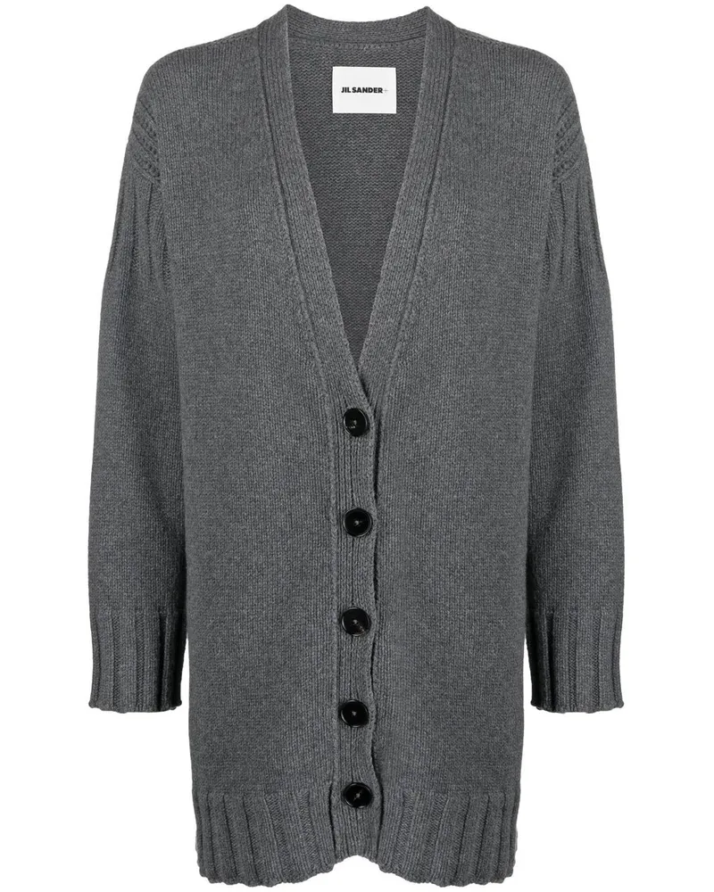 Jil Sander Kaschmircardigan mit V-Ausschnitt - Grau Grau