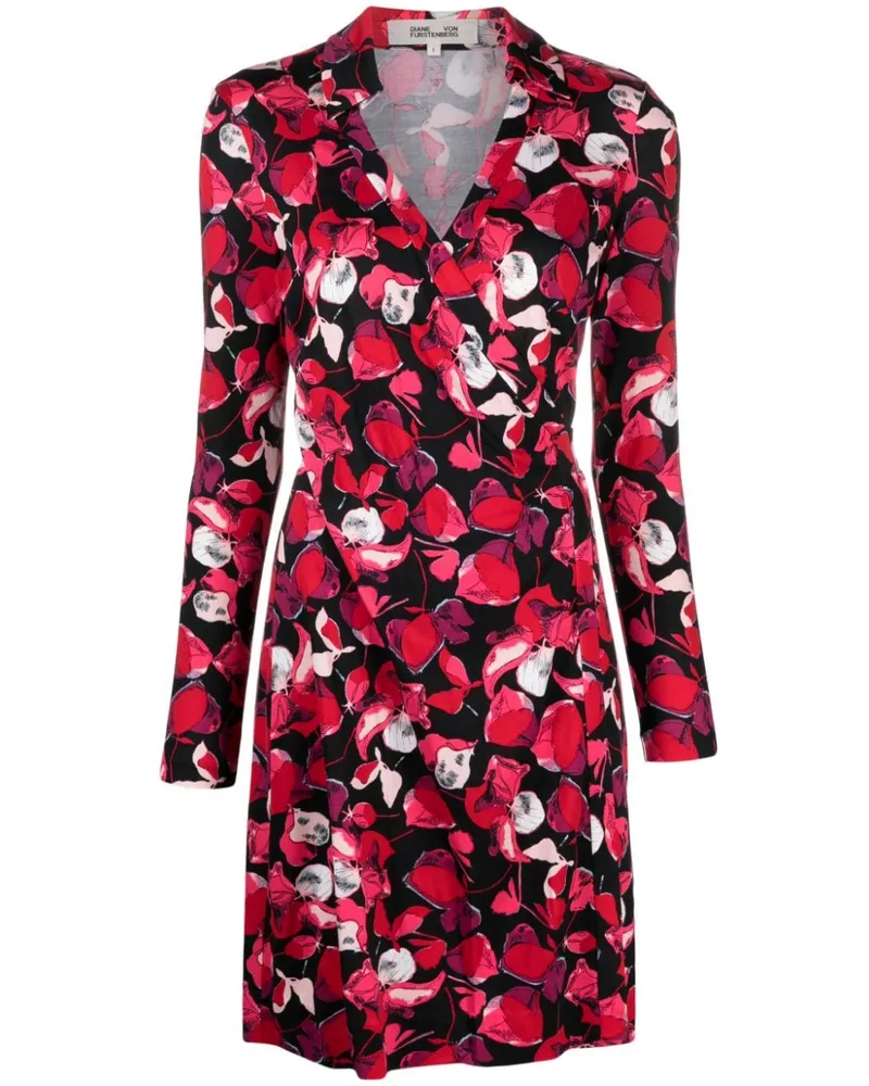 Diane von Furstenberg Jeanne Wickelkleid mit Print - Schwarz Schwarz