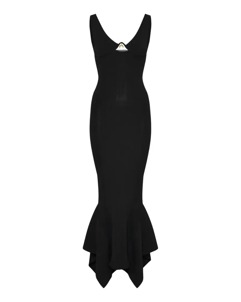 Marine Serre crescent-moon ribbed-knit maxi dress - Schwarz Schwarz
