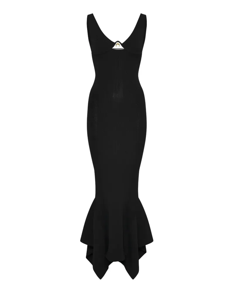 Marine Serre Geripptes Maxikleid mit Sichelmond-Print - Schwarz Schwarz