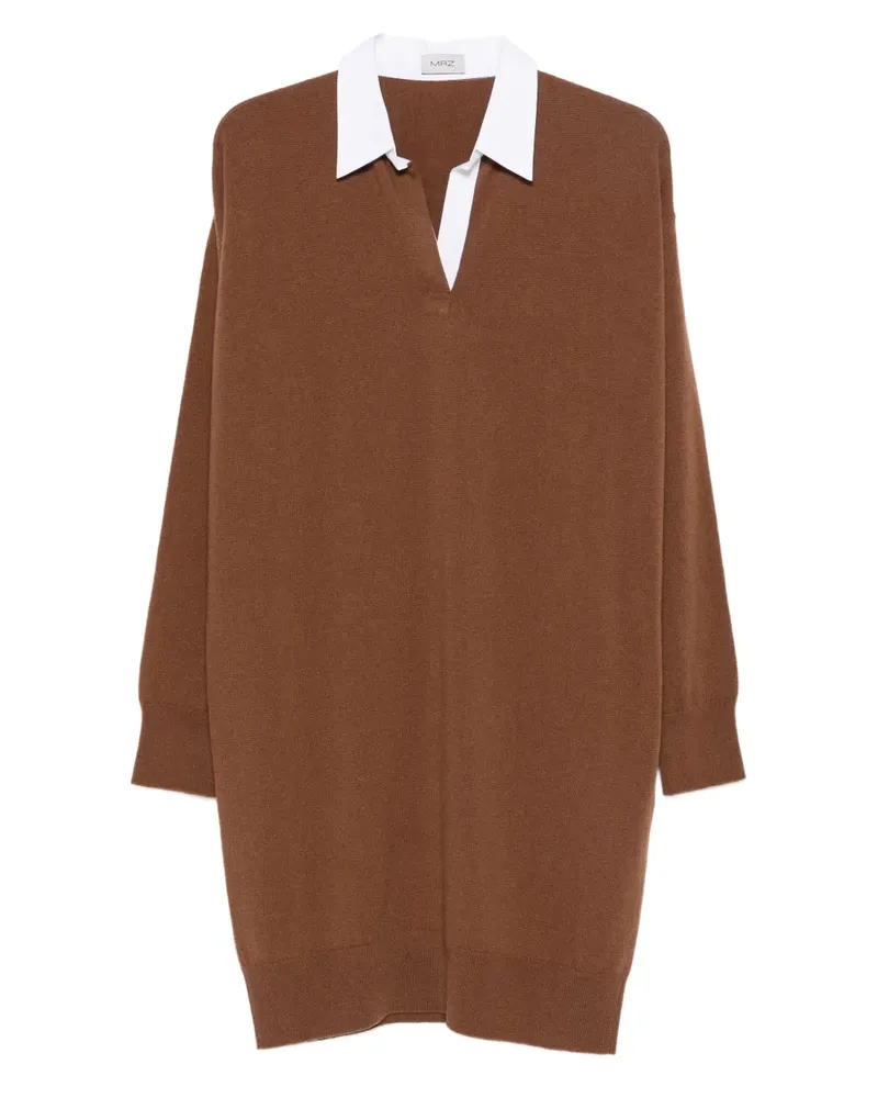 MRZ Minikleid mit V-Ausschnitt - Braun Braun