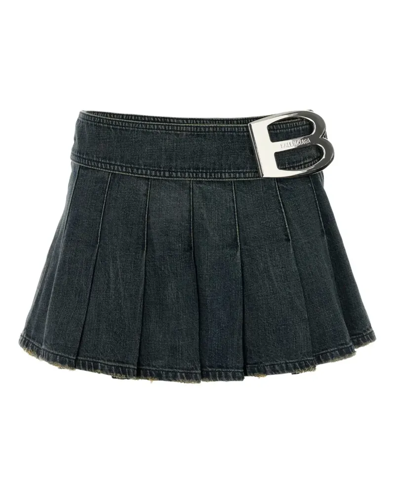 Balenciaga pleated denim mini skirt - Blau Blau