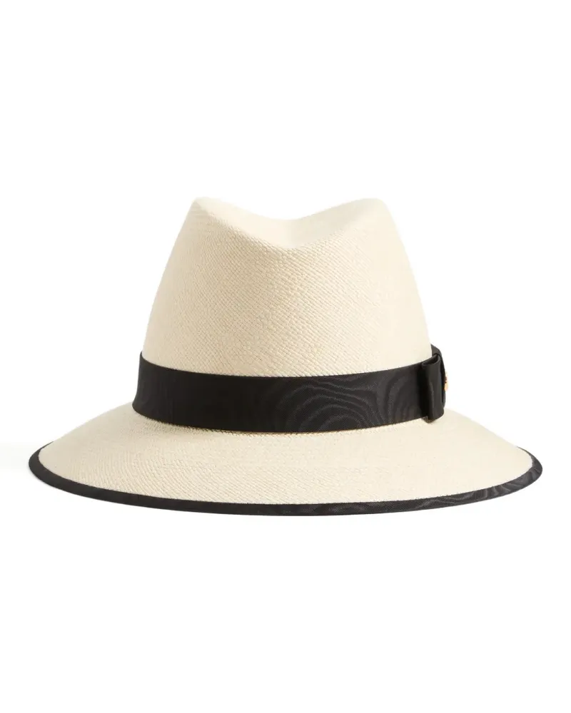 Valentino Garavani VLogo Signature straw hat with moiré ribbon - Nude Nude