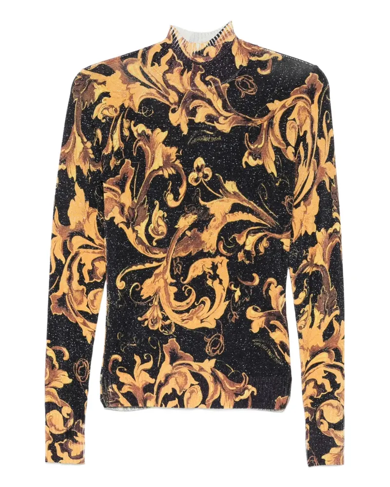 Versace Jeans Baroque Bluse mit Stehkragen - Schwarz Schwarz