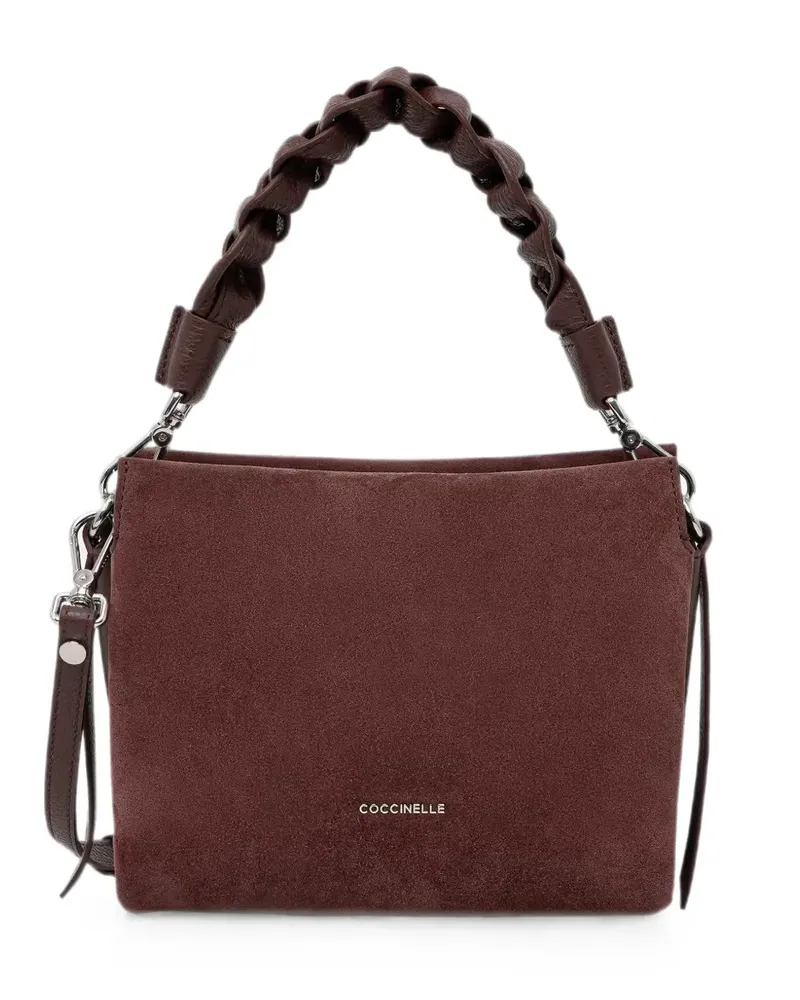 Coccinelle small Boheme braided-handle suede cross body bag - Braun Braun