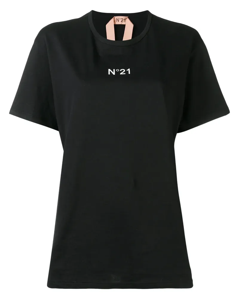 N° 21 Oversized-T-Shirt mit Logo-Print - Schwarz Schwarz