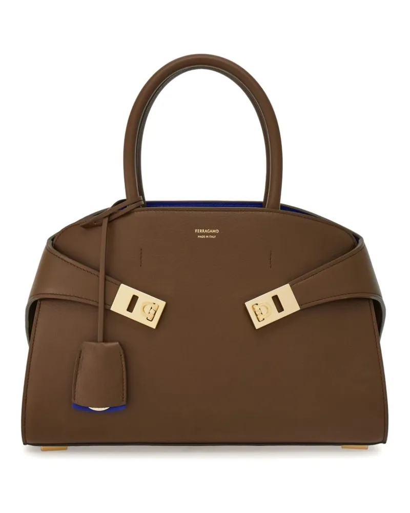 Ferragamo small Hug leather tote bag Braun