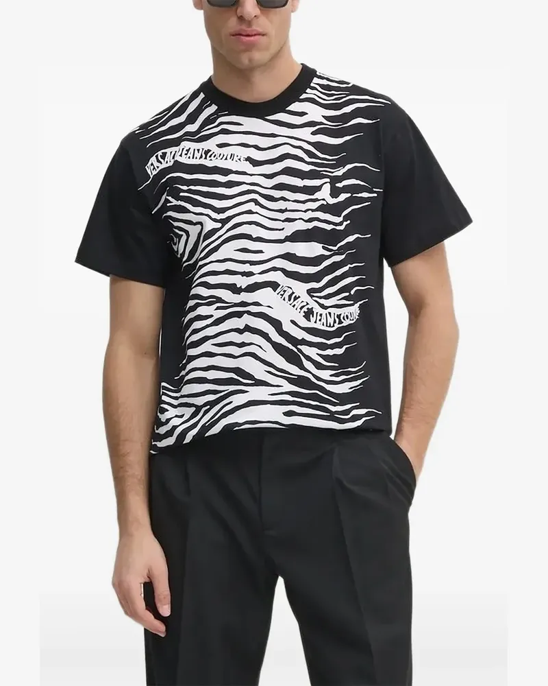 Versace Jeans T-Shirt mit Zebra-Print - Schwarz Schwarz