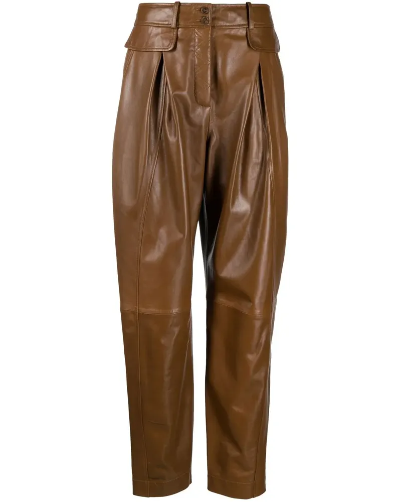 Alberta Ferretti Lederhose mit hohem Bund - Braun Braun