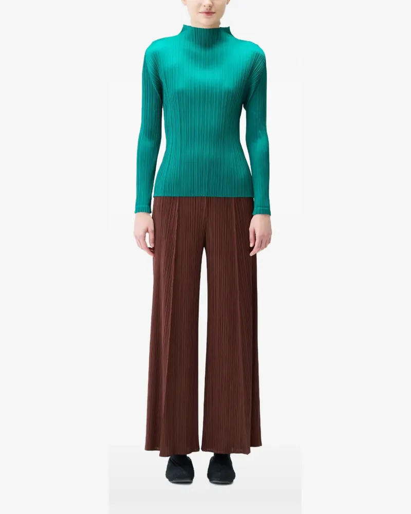 Issey Miyake long-sleeve mock-neck top - Grün Grün